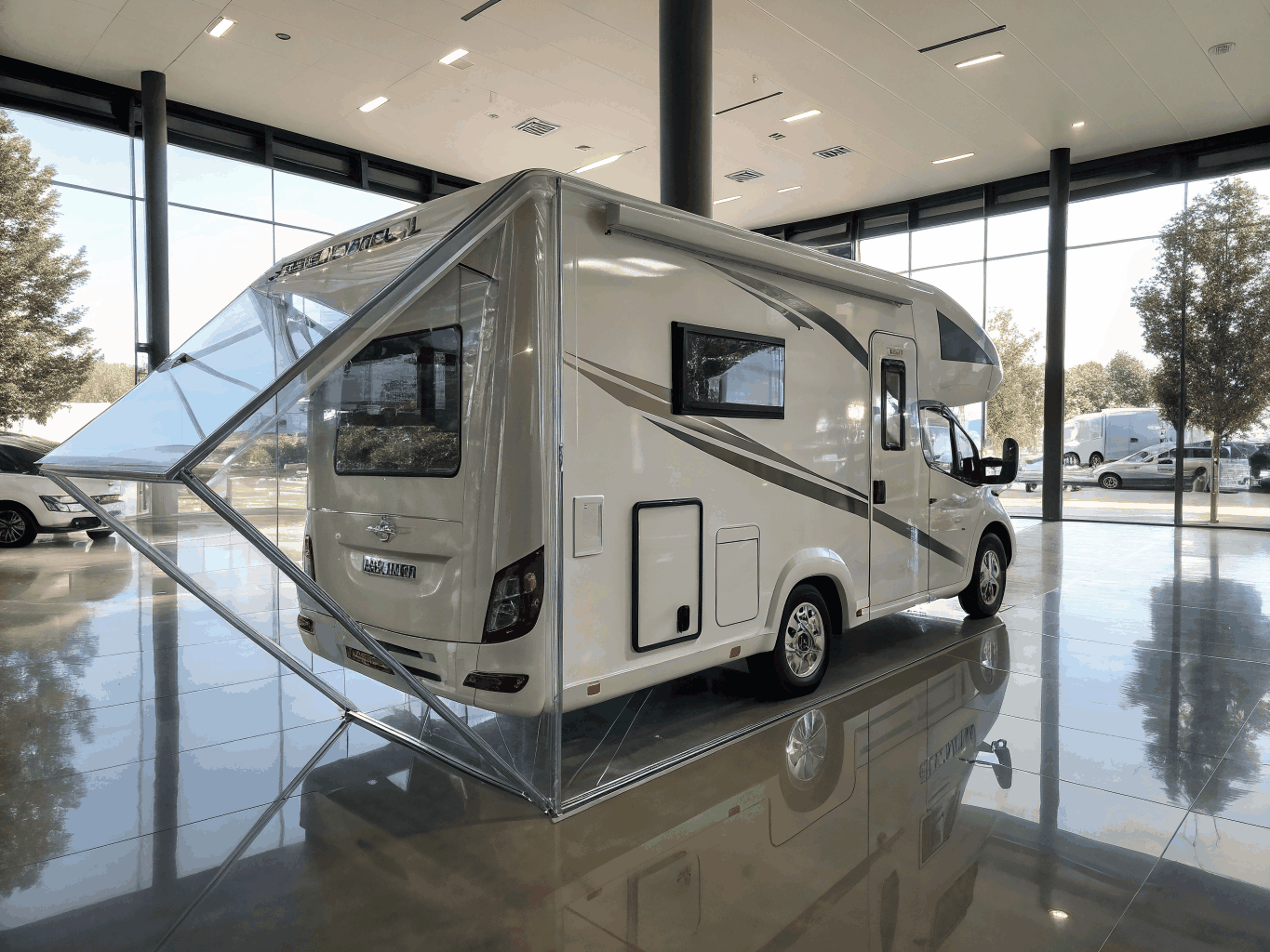 Caravana nova em exposição no showroom